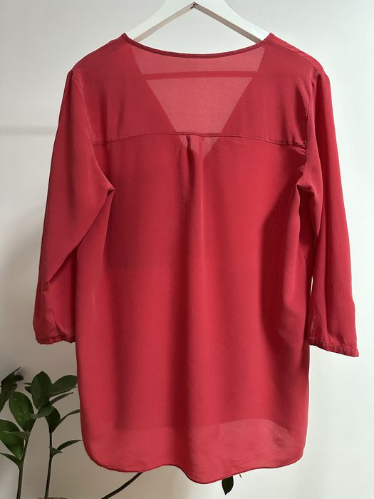 Czerwona Damska Bluzka Koszula Prześwitująca Casual Rozmiar S/M 36/38