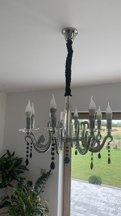 Żyrandol / lampa glamour kryształowy, srebrny