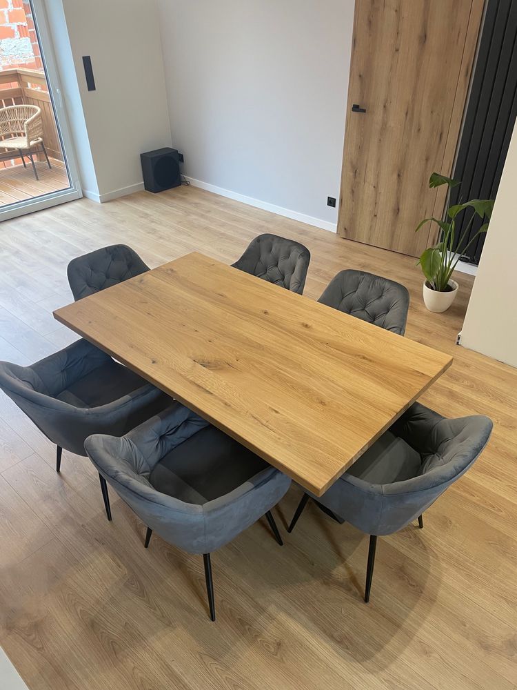 Stół dębowy loft Nowoczesny Dąb Lite Drewno Rustic Jadalnia Żywica