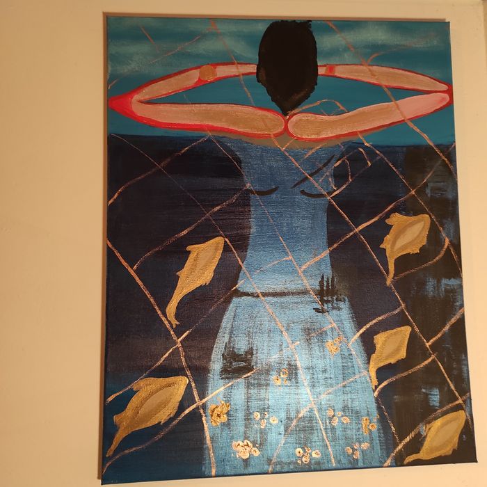 "Złota rybka "obraz ręcznie malowany