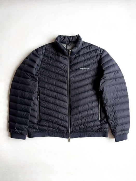 Чоловічий пуховик синього кольору armani розмір XXL