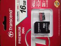 Карта памяти на 16 GB Transcend MicroSD + адаптер