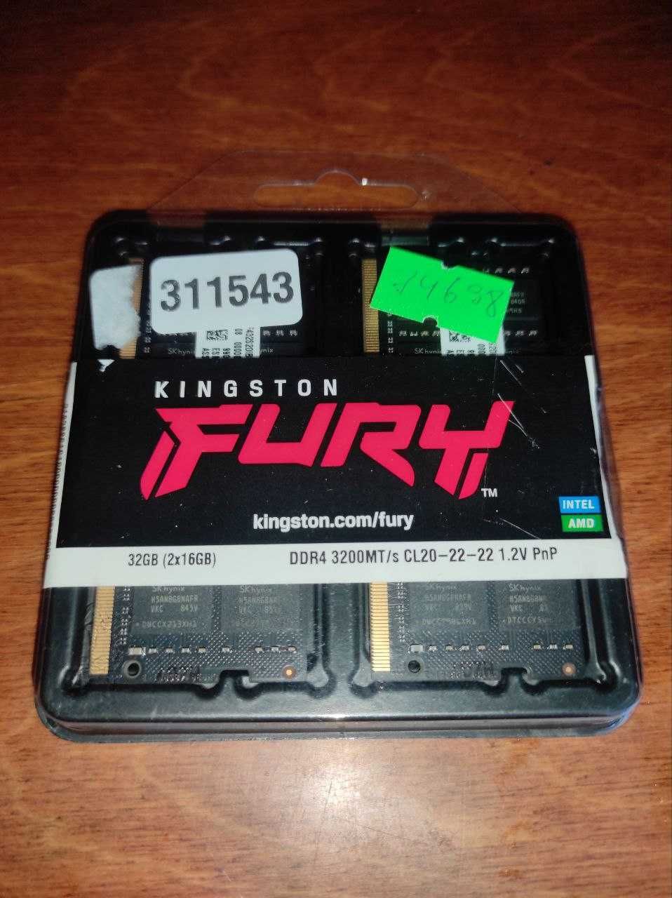 Нова оперативна пам'ять Kingston FURY 32 GB (2x16GB) DDR4 3200 MHz