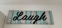 Quadro Azul e branco “Laugh”