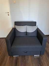 Fotel rozkładany jednoosobowy z pojemnikiem na pościel + poduszki