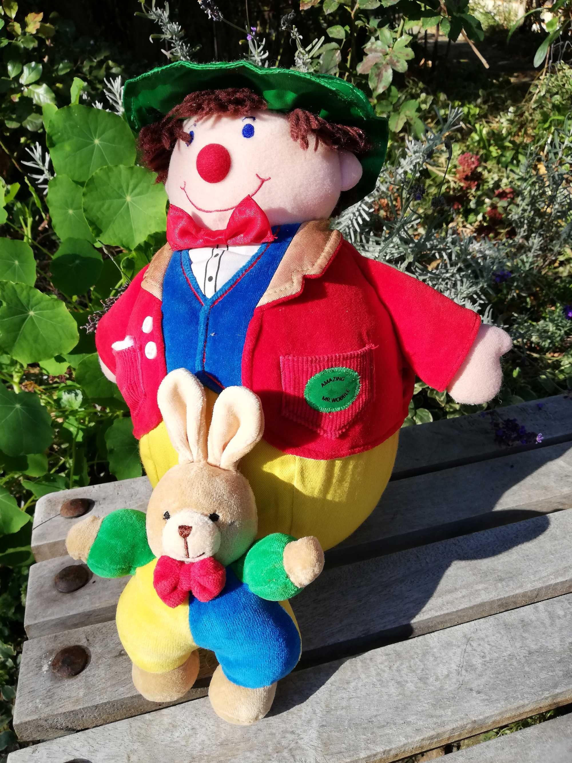 Lalka klaun-wańka wstańka  Mr Wobble i pluszowy króliczek vintage