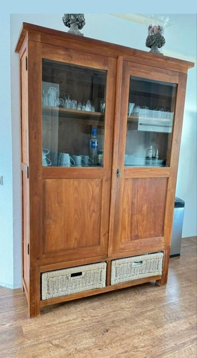 Kredens witryna biblioteka drewniana tekowa