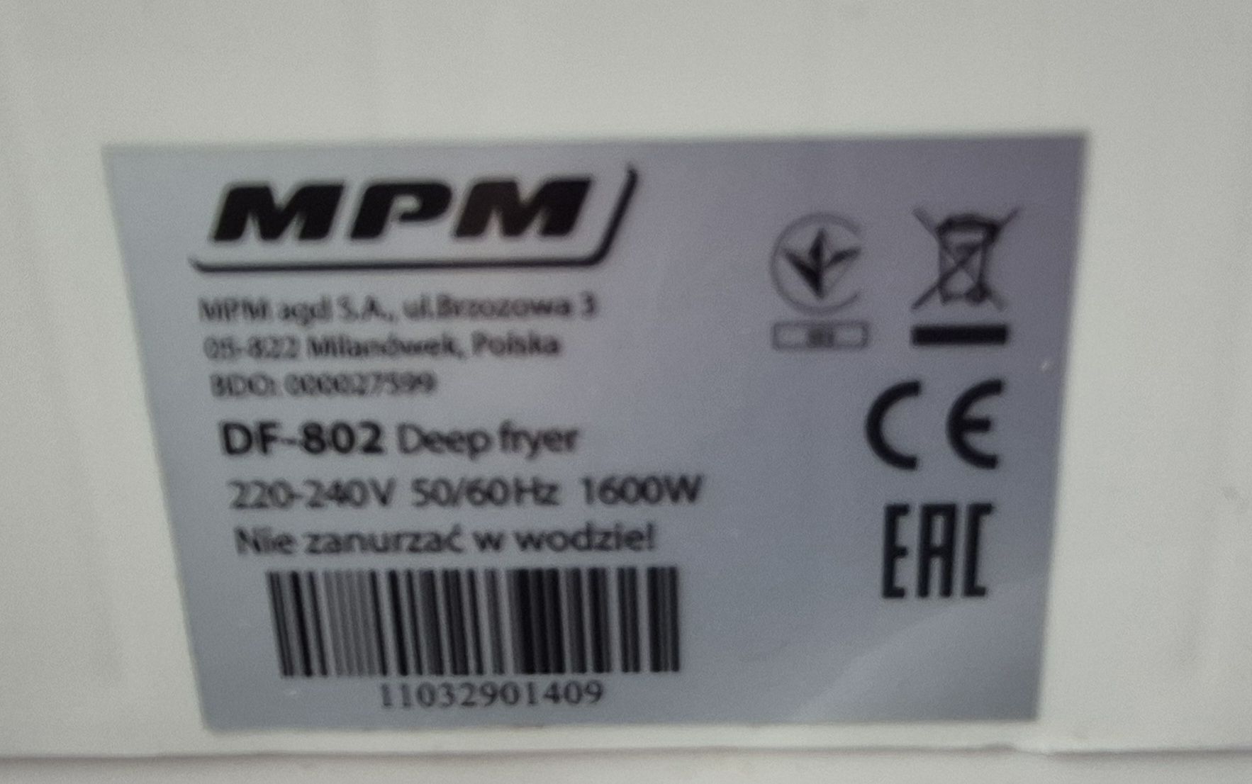 Frytkownica tradycyjna MPM DF-802