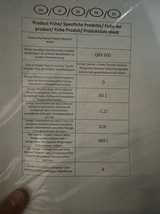 Lodówka , Szafa chłodnicza 600L Szron QRX 600