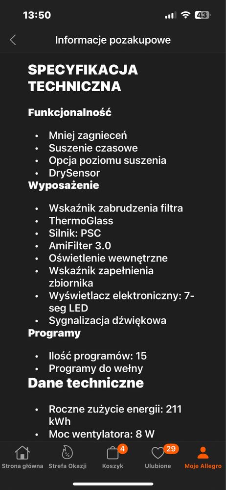 Suszarka Amica AD3S72LHB Z POMPĄ CIEPŁA , pojemność 7 kg