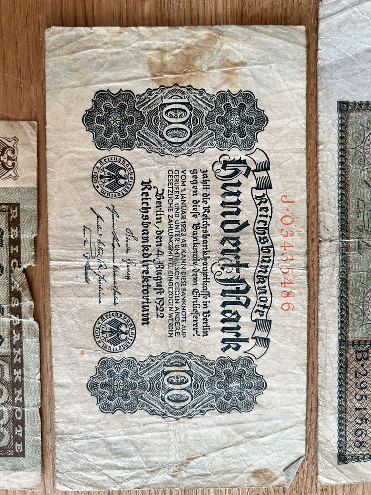 Zestaw 5 banknotów Marek niemieckich z 1922 roku