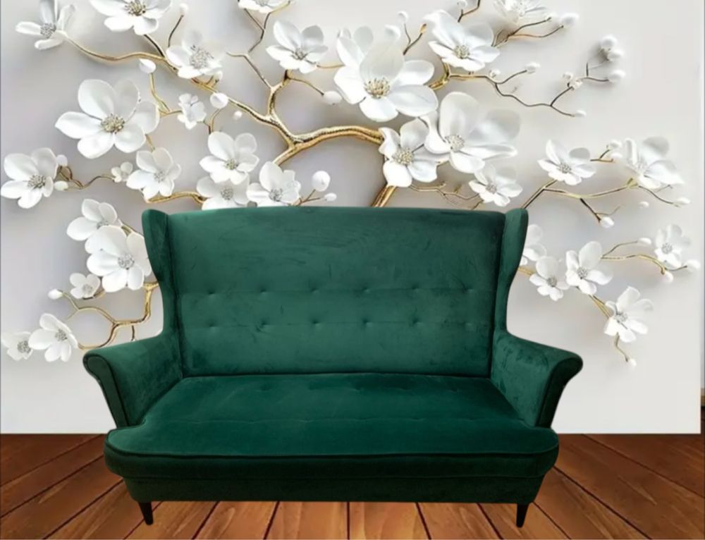 Zestaw wypoczynkowy fotel puf/podnóżek sofa uszak velvet glamour