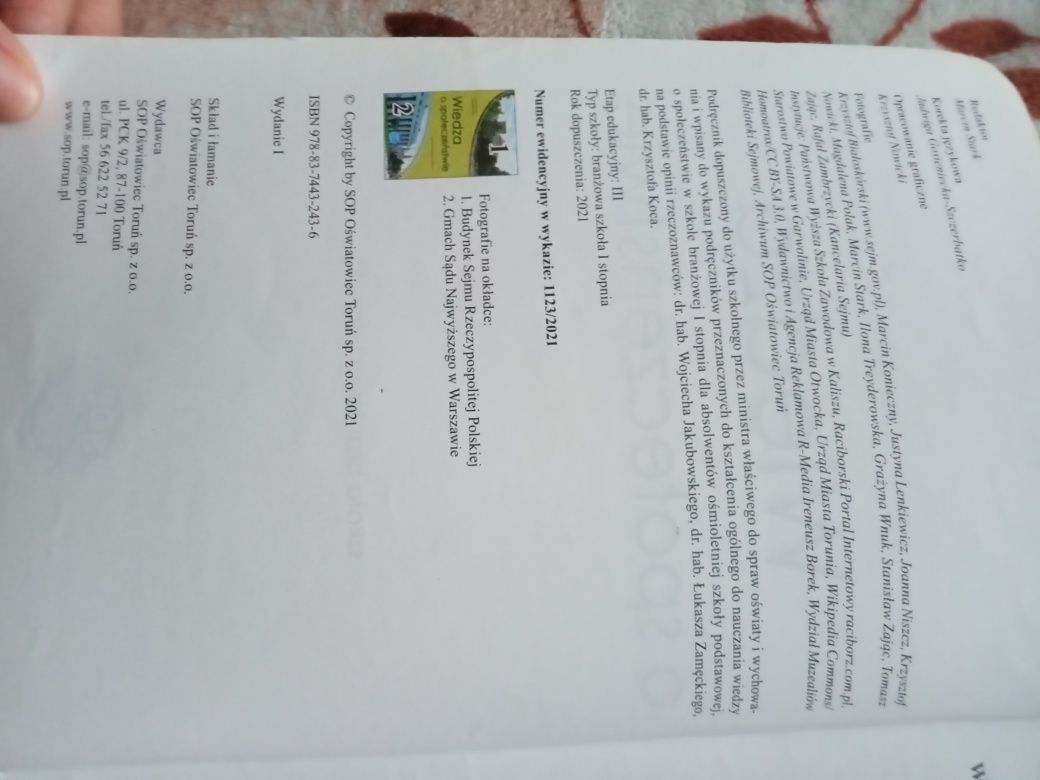 Wiedza o społeczeństwie wydawnictwo SOP oświatowiec Toruń