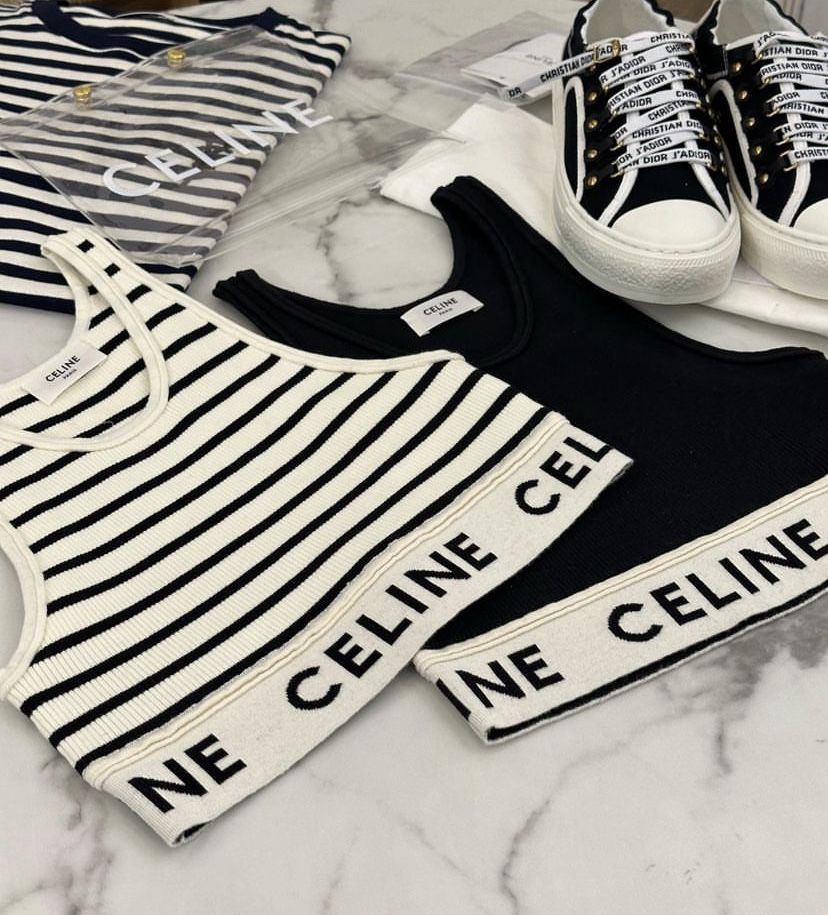 Top  bluzka  czarny w paski  Celine