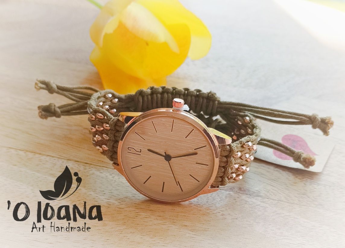 Zegarek handmade kryształ górski hematyt