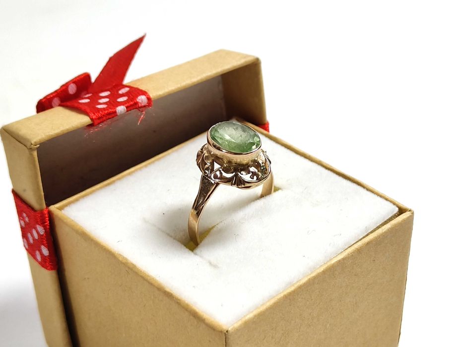 Intrygujący PIERŚCIONEK Z ZIELONYM okiem PR.585 W.2,90G R.16 Loombard