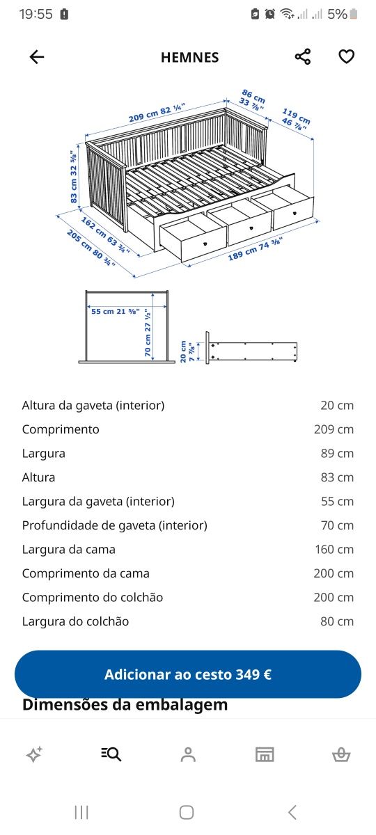 Cama Ikea linha Hemnes