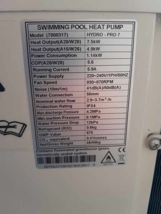 Pompa ciepla do basenu  7,5 KW Hydro-Pro Basen CIEPŁA WODA