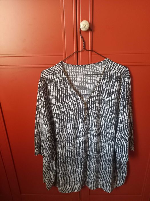 Bluzka, koszula, tunika, czarno-biała, oversize