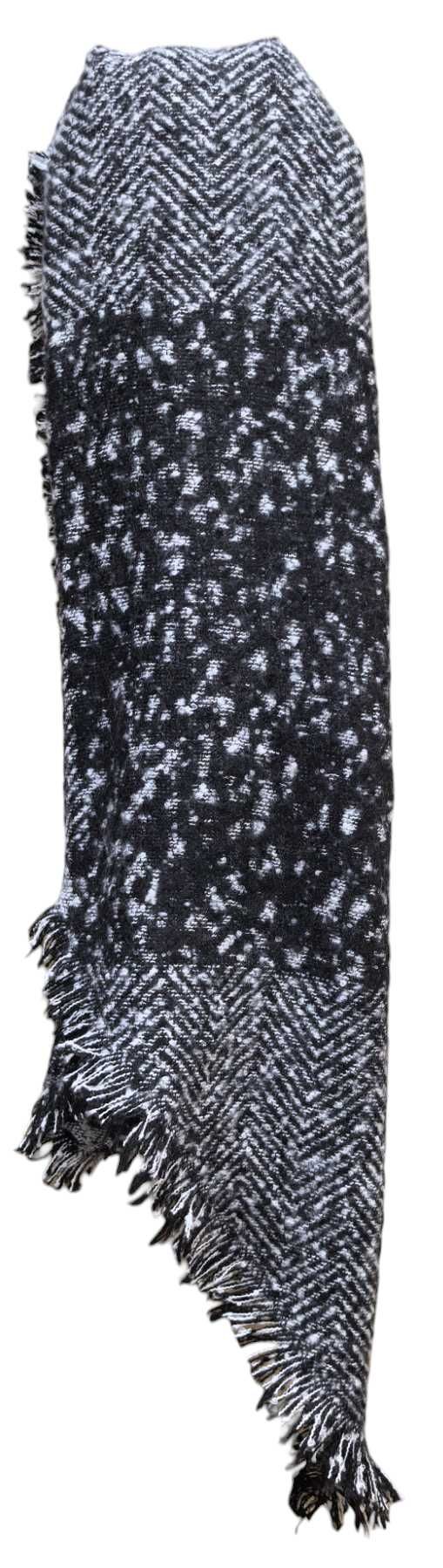 OVS ciepły gruby szal damski biało-czarny jesień/zima 54 X 205 cm