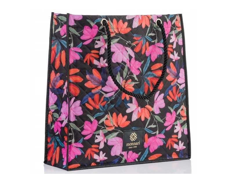 Monnari pakowna torba damska na zakupy shopper bag duża w kwiaty A4