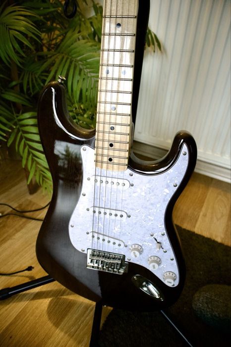 SX Stratocaster Elektro Gitar (Trans Black)