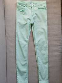 Spodnie rurki H&M 164cm/14lat miętowe dżinsy, stan bd.