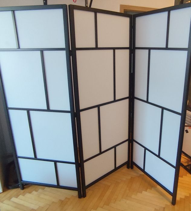 Ścianka działowa, biały/czarny, 216x185 cm parawan ikea