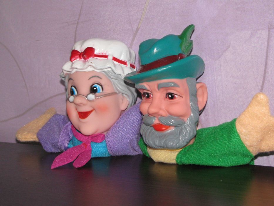 4 Duże Pacynki na rękę - Czerwony Kapturek, Wilk, Babcia i Gajowy