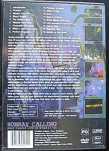 Deep Purple Bombay Calling - Live 1995 DVD + MM Selles