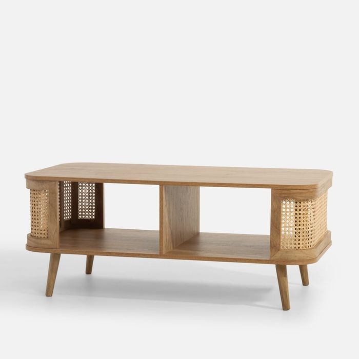 Stolik kawowy ława z półkami fabla Agata meble boho rattan półka