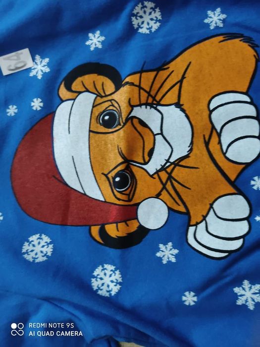 Świąteczna noworoczna ocieplana polarowa granatowa bluza 98-104 Leon