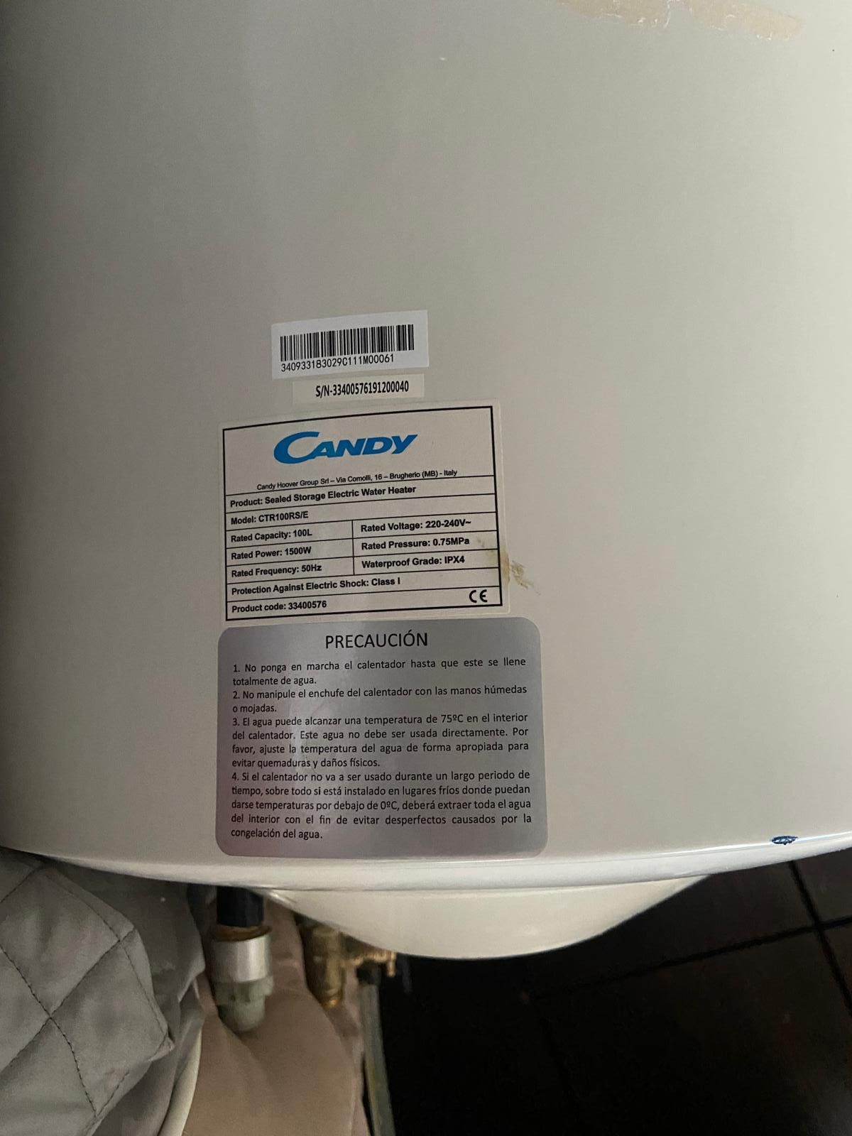 Termoacumulador Candy 100L CTR100RS/E