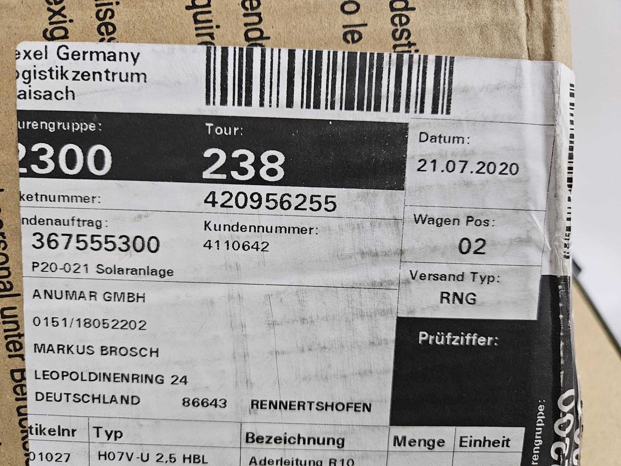 Drut stały -Przewód jednożyłowy 2,5 mm² niebieski H07V-U 2,5 HBL  100m