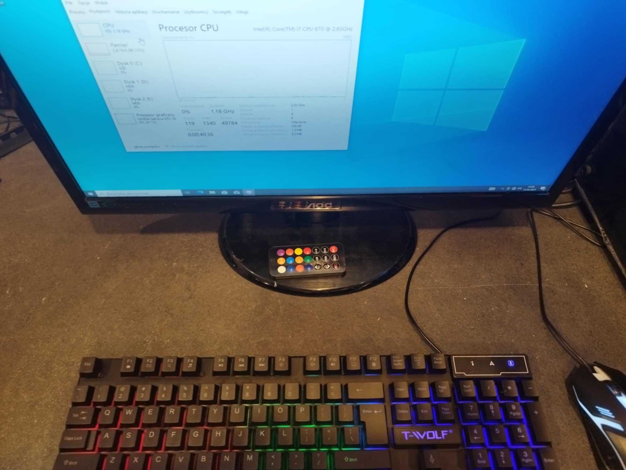 Komputer Gamingowy i7 + NVIDIA + RGB + Monitor + Klawiatura + Mysz