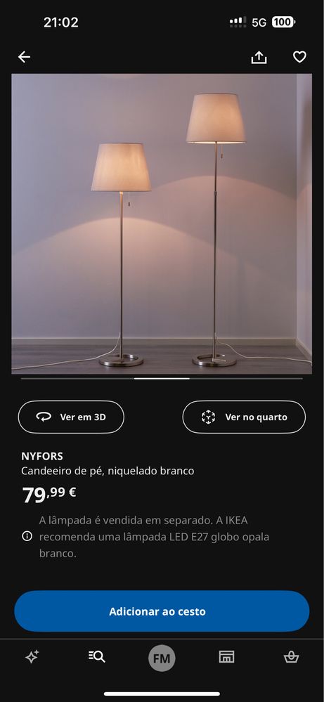 Candeeiro de pé Ikea