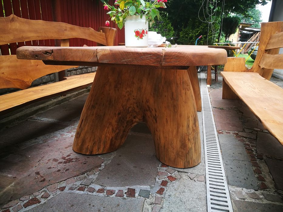 Meble ogrodowe stół 3 m dębowe jesionowe dąb jesion live edge monolit