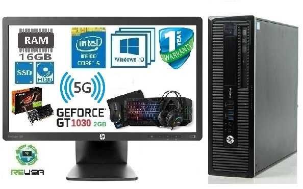 Gaming-LowCost+LCD 22" 4ª Gr. I5|16G|SSD240+HD500|GT1030|KIT|Wf5G|W11