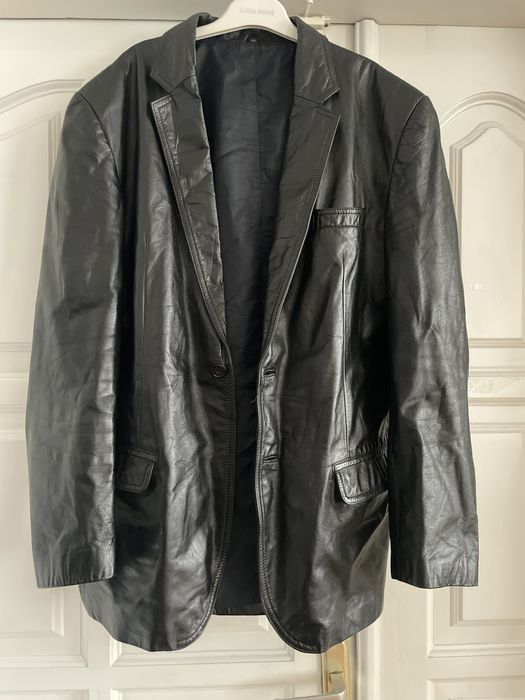 Шкіряна італійська чоловіча куртка піджак хл leonardo