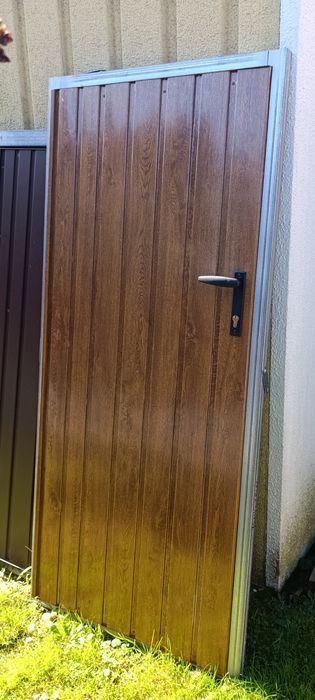 Drzwi stalowe metalowe blaszane garażowe dwustronne złoty dąb Okazja