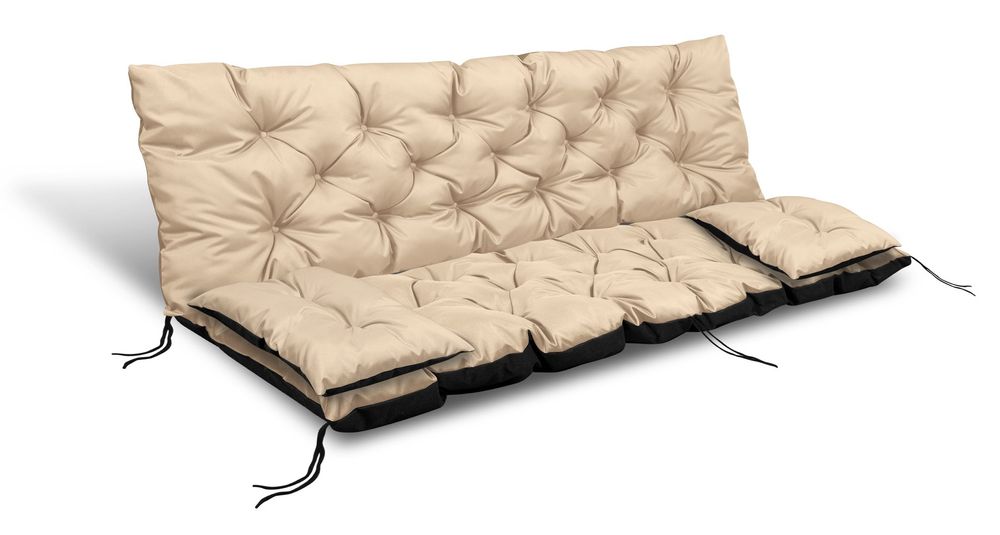 Poduszka ogrodowa 120x60x50 cm + 2 poduszki na ławkę huśtawkę beżowa