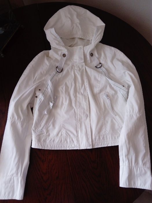 kurtka z kapturem Vero Moda Denim wiosna biała