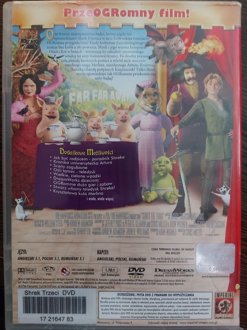 Filmy dla dzieci na DVD, Shrek3, Garfield 2 itd