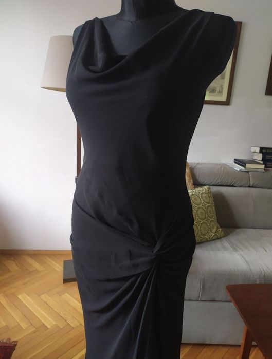 Wallis piękna nowa długa czarna sukienka elegancka, bal wesele. M-L.