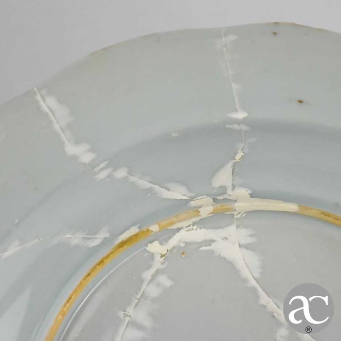 Raro Prato fundo porcelana da China, paisagem, Qianlong, séc. XVIII