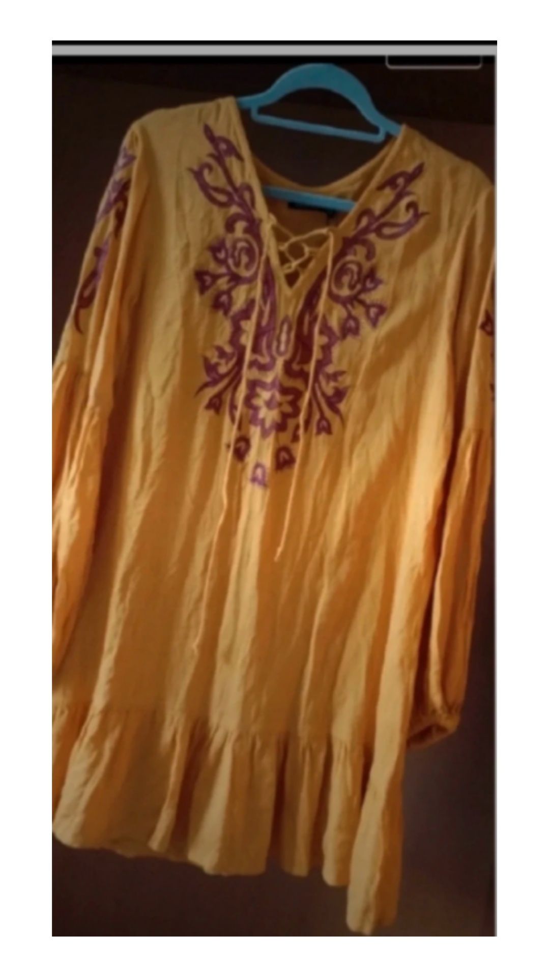 Sukienka tunika Boohoo z haftem długi rękaw