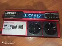 Przetwornica napięcia 12v 230v 3000W nowa sinus, 2x woltomierz