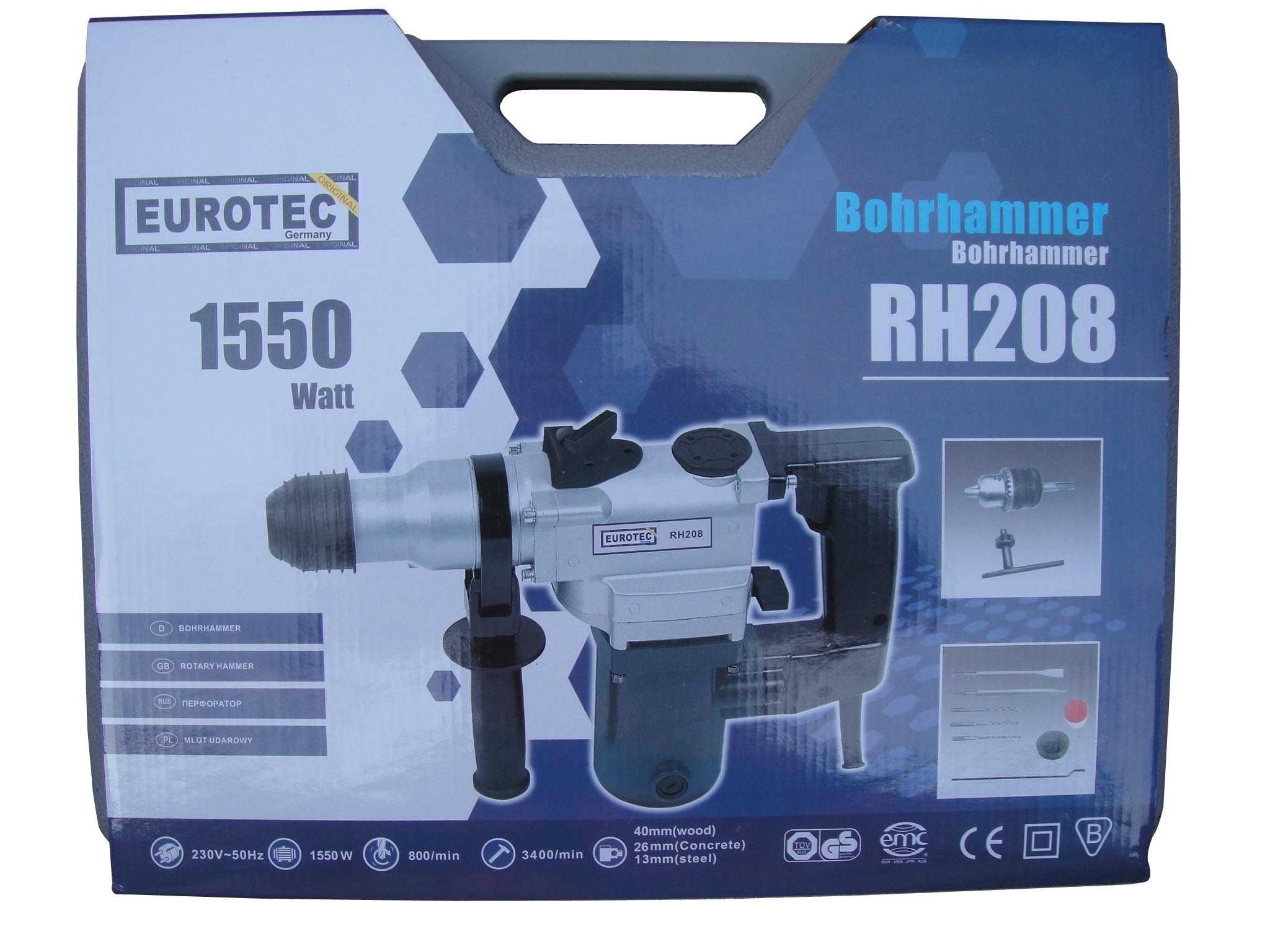 Młot udarowy Eurotek 1550 W młotowiertarka + wyposażenie