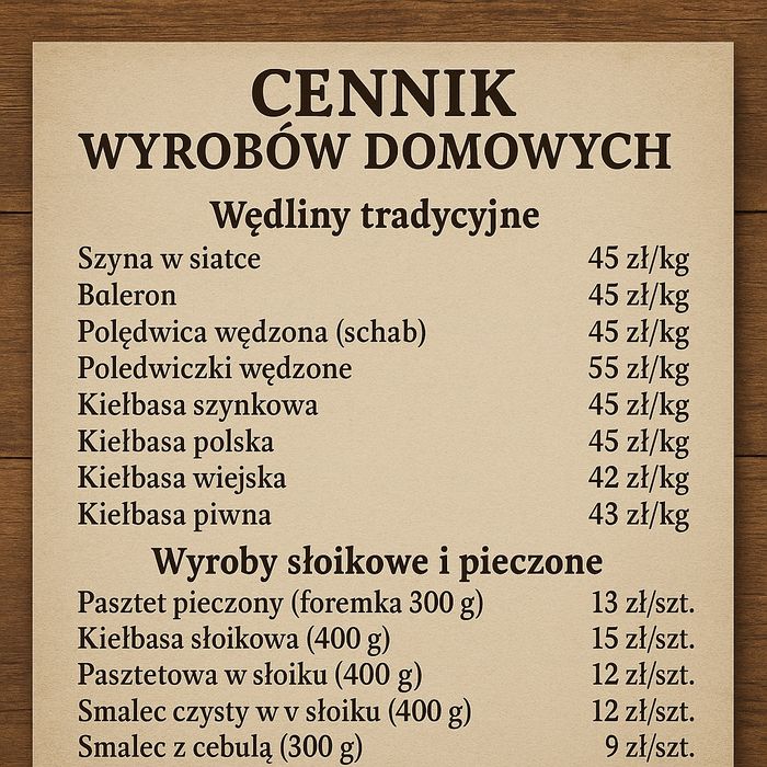 Wyroby domowe i mięso tradycyjny smak