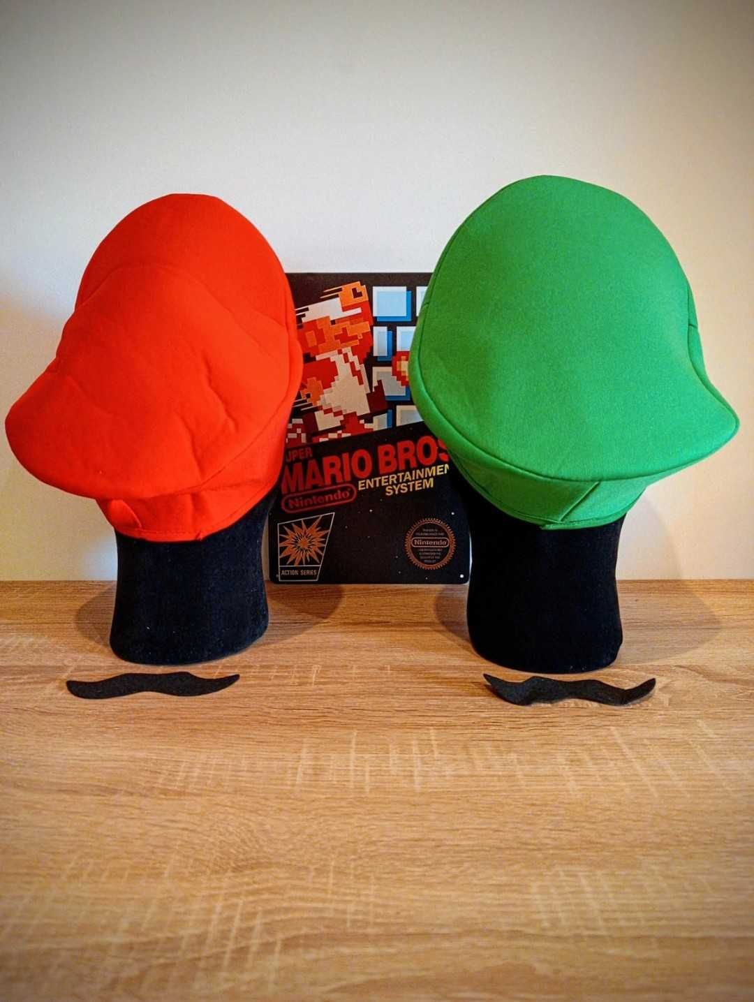 „NOWE” Czapki Super Mario Bros + Wąsy „Unisex”